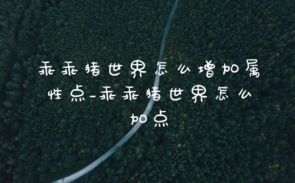 乖乖猪世界怎么增加属性点_乖乖猪世界怎么加点
