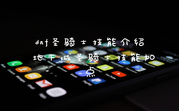 dnf圣骑士技能介绍 地下城圣骑士技能加点