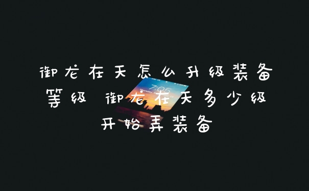 御龙在天怎么升级装备等级 御龙在天多少级开始弄装备