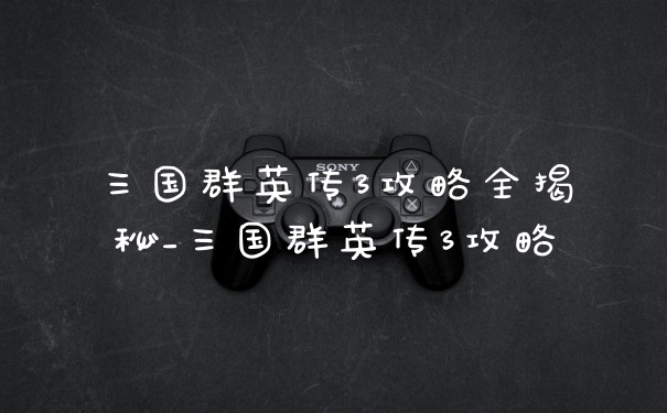 三国群英传3攻略全揭秘_三国群英传3攻略