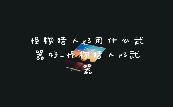 怪物猎人p3用什么武器好_怪物猎人p3武器