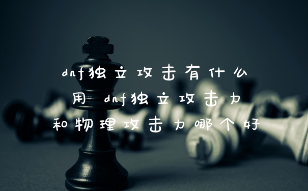 dnf独立攻击有什么用 dnf独立攻击力和物理攻击力哪个好