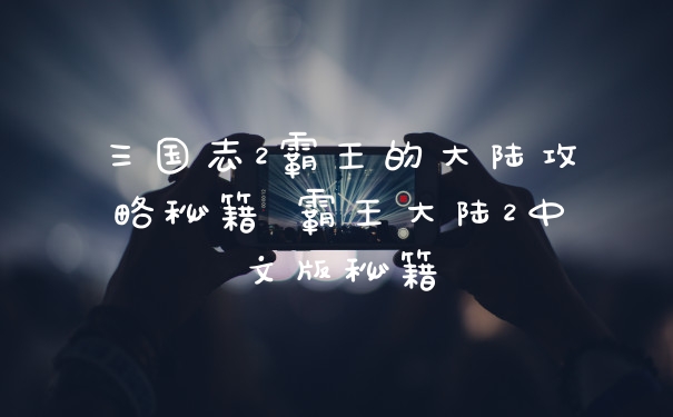 三国志2霸王的大陆攻略秘籍 霸王大陆2中文版秘籍