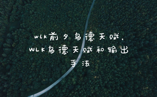 wlk前夕鸟德天赋,WLK鸟德天赋和输出手法