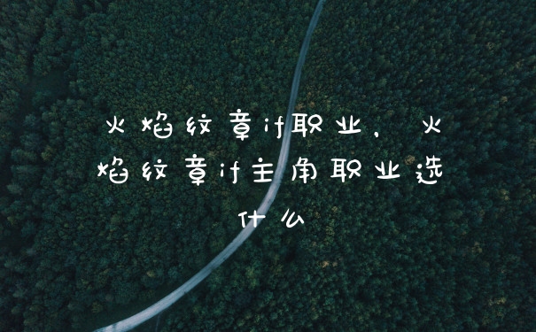 火焰纹章if职业，火焰纹章if主角职业选什么