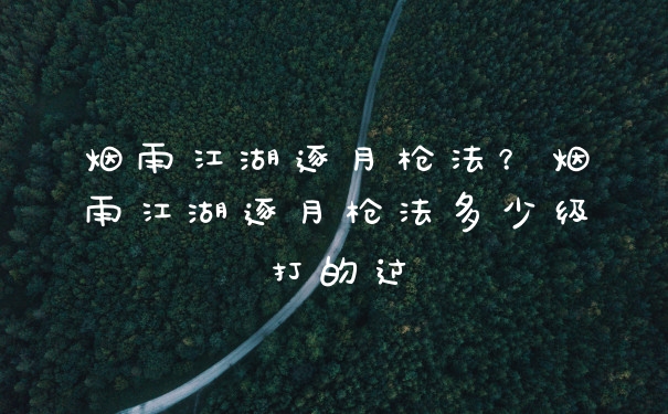 烟雨江湖逐月枪法？烟雨江湖逐月枪法多少级打的过