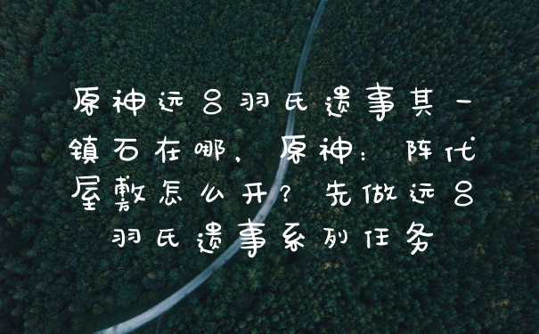 原神远吕羽氏遗事其一镇石在哪，原神：阵代屋敷怎么开？先做远吕羽氏遗事系列任务