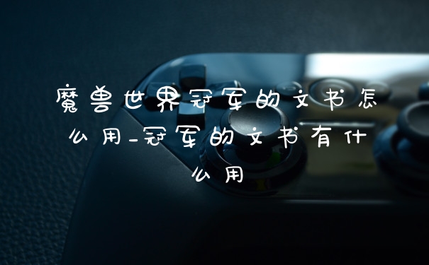 魔兽世界冠军的文书怎么用_冠军的文书有什么用