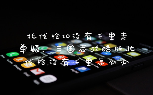 北伐枪t0没有千里走单骑，三国志战略版北伐枪没有千里怎么办