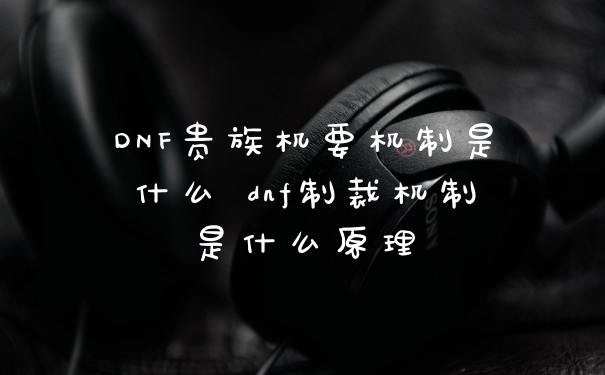 DNF贵族机要机制是什么 dnf制裁机制是什么原理