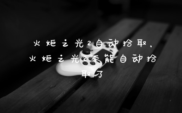 火炬之光2自动拾取，火炬之光2不能自动拾取了