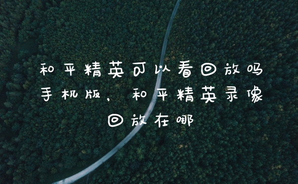 和平精英可以看回放吗手机版，和平精英录像回放在哪