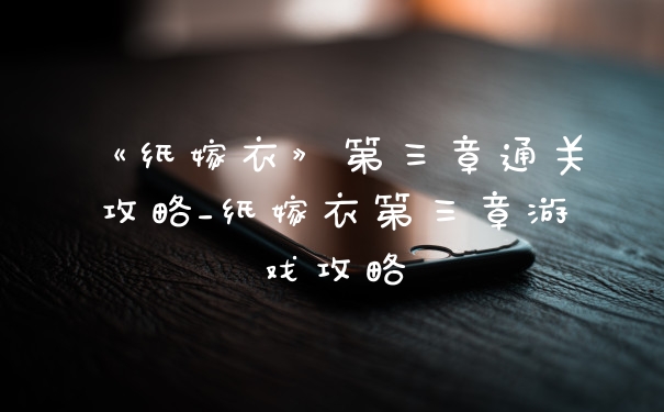 《纸嫁衣》第三章通关攻略_纸嫁衣第三章游戏攻略
