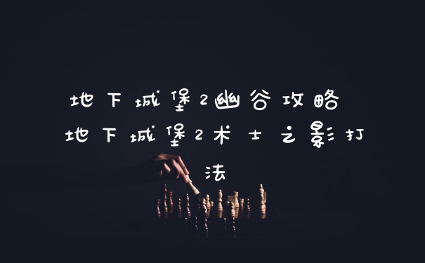 地下城堡2幽谷攻略 地下城堡2术士之影打法