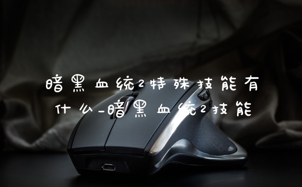 暗黑血统2特殊技能有什么_暗黑血统2技能