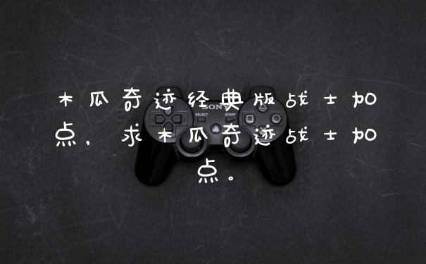 木瓜奇迹经典版战士加点，求木瓜奇迹战士加点。