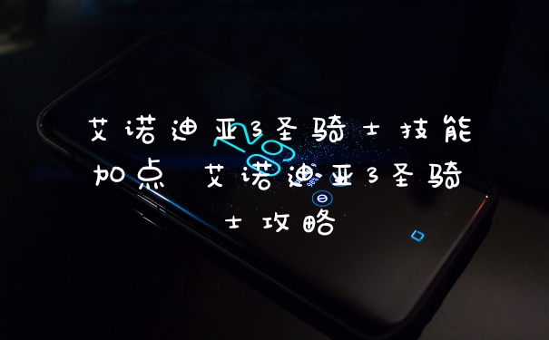 艾诺迪亚3圣骑士技能加点 艾诺迪亚3圣骑士攻略
