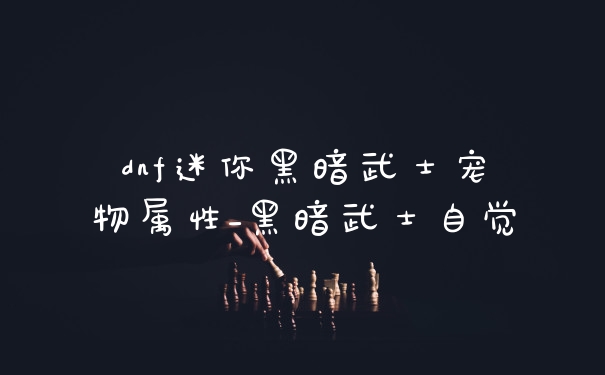 dnf迷你黑暗武士宠物属性_黑暗武士自觉