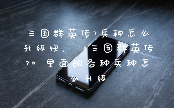 三国群英传7兵种怎么升级快，《三国群英传7》里面的各种兵种怎么升级