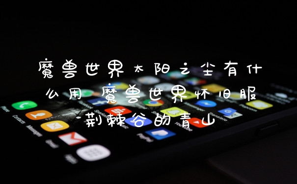 魔兽世界太阳之尘有什么用 魔兽世界怀旧服荆棘谷的青山