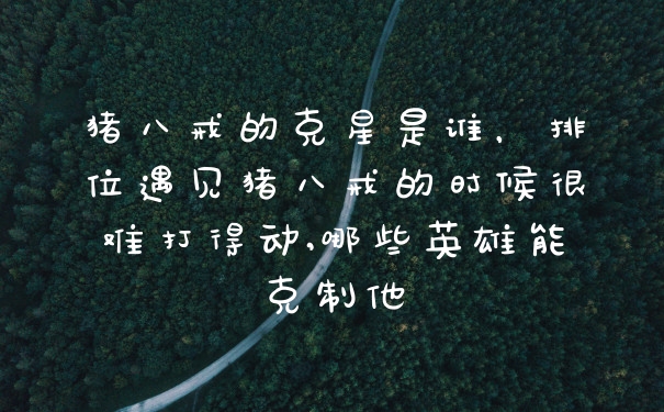 猪八戒的克星是谁，排位遇见猪八戒的时候很难打得动,哪些英雄能克制他