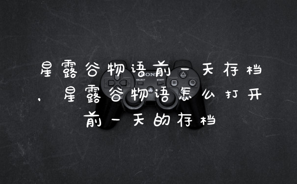 星露谷物语前一天存档，星露谷物语怎么打开前一天的存档