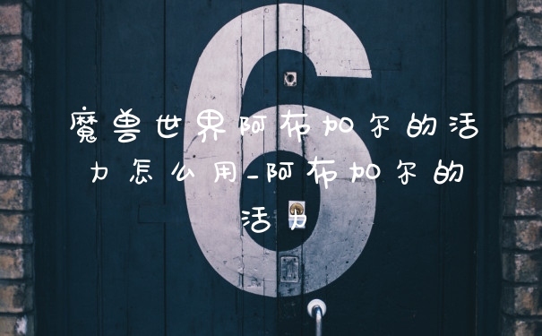 魔兽世界阿布加尔的活力怎么用_阿布加尔的活力