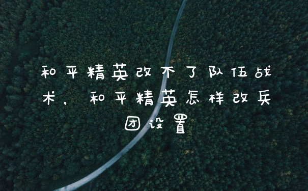 和平精英改不了队伍战术，和平精英怎样改兵团设置