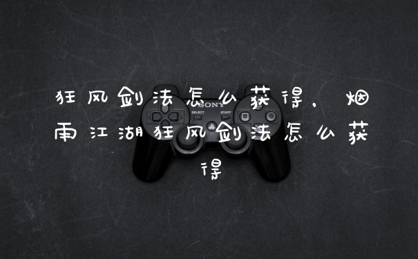 狂风剑法怎么获得，烟雨江湖狂风剑法怎么获得