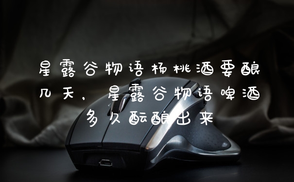 星露谷物语杨桃酒要酿几天，星露谷物语啤酒多久酝酿出来