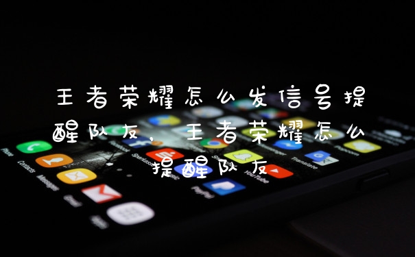 王者荣耀怎么发信号提醒队友，王者荣耀怎么提醒队友