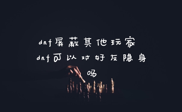 dnf屏蔽其他玩家 dnf可以对好友隐身吗