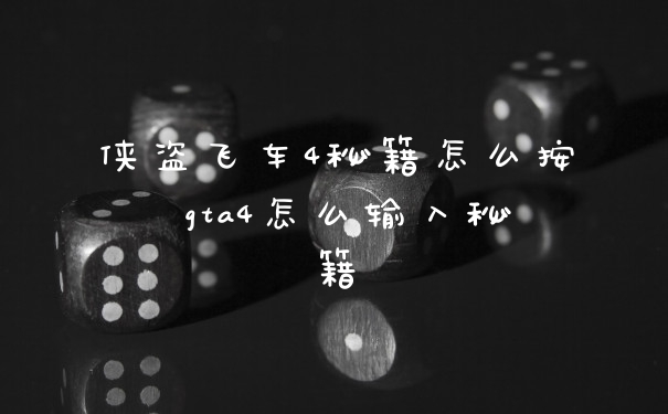 侠盗飞车4秘籍怎么按 gta4怎么输入秘籍