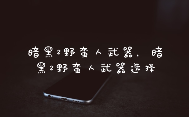 暗黑2野蛮人武器，暗黑2野蛮人武器选择