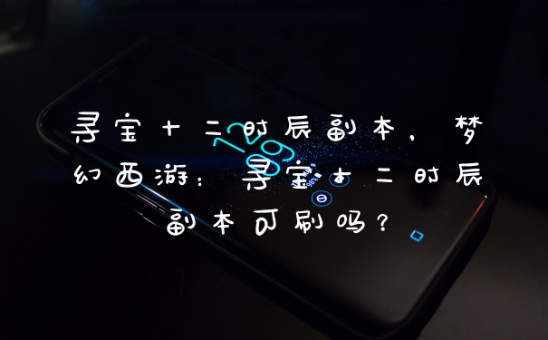 寻宝十二时辰副本，梦幻西游：寻宝十二时辰副本可刷吗？