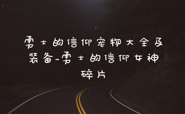勇士的信仰宠物大全及装备_勇士的信仰女神碎片