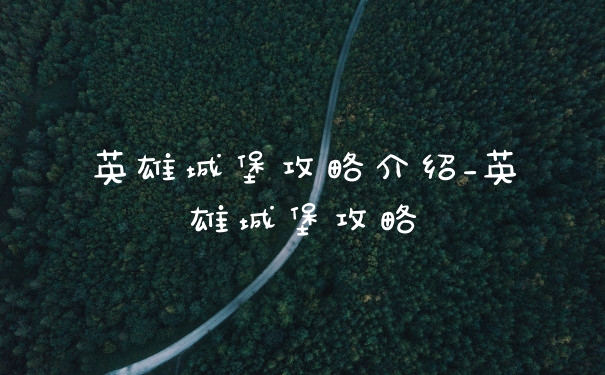 英雄城堡攻略介绍_英雄城堡攻略