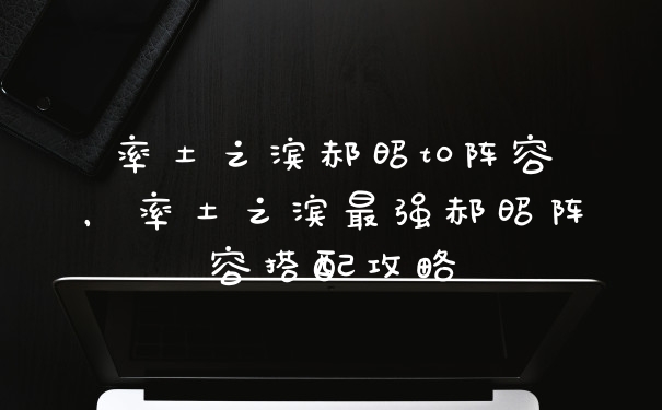 率土之滨郝昭t0阵容,率土之滨最强郝昭阵容搭配攻略