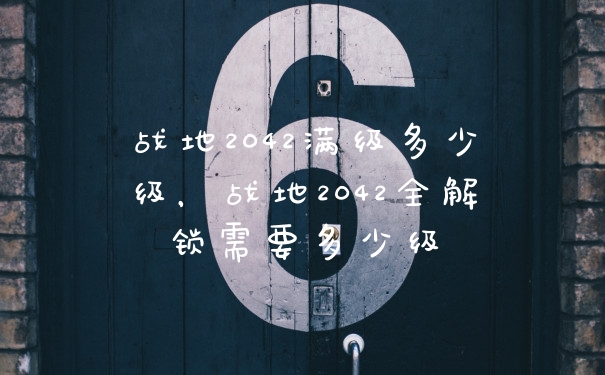 战地2042满级多少级，战地2042全解锁需要多少级