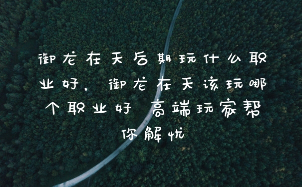 御龙在天后期玩什么职业好，御龙在天该玩哪个职业好 高端玩家帮你解忧