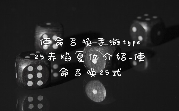 使命召唤手游type25赤焰复仇介绍_使命召唤25式