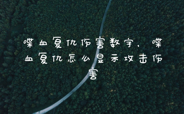 喋血复仇伤害数字，喋血复仇怎么显示攻击伤害
