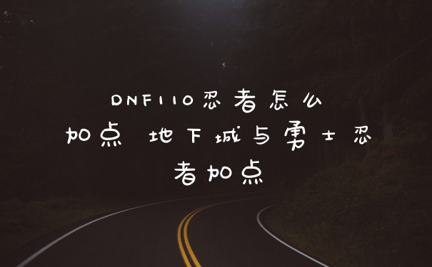 DNF110忍者怎么加点 地下城与勇士忍者加点