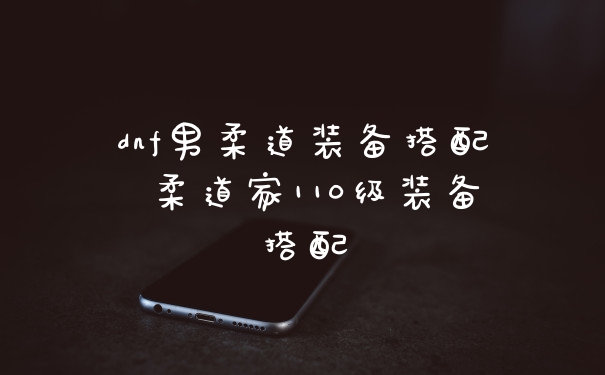 dnf男柔道装备搭配 柔道家110级装备搭配