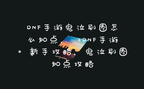 DNF手游鬼泣刷图怎么加点，《DNF手游》新手攻略，鬼泣刷图加点攻略