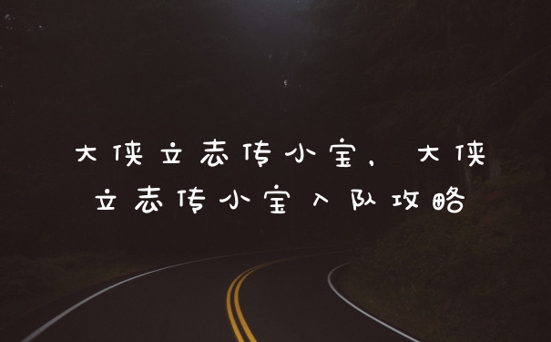 大侠立志传小宝，大侠立志传小宝入队攻略