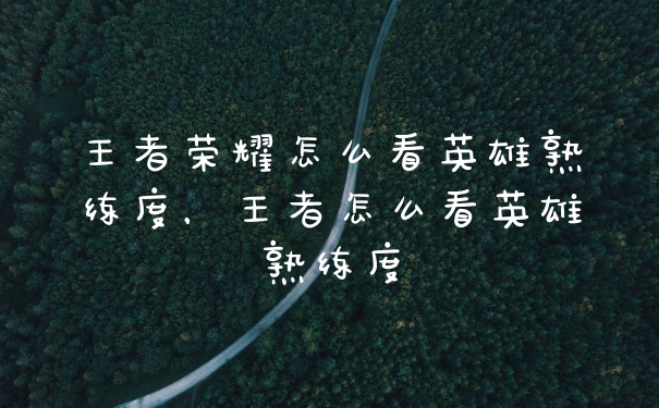 王者荣耀怎么看英雄熟练度，王者怎么看英雄熟练度
