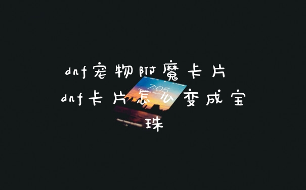 dnf宠物附魔卡片 dnf卡片怎么变成宝珠