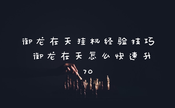 御龙在天挂机经验技巧 御龙在天怎么快速升70