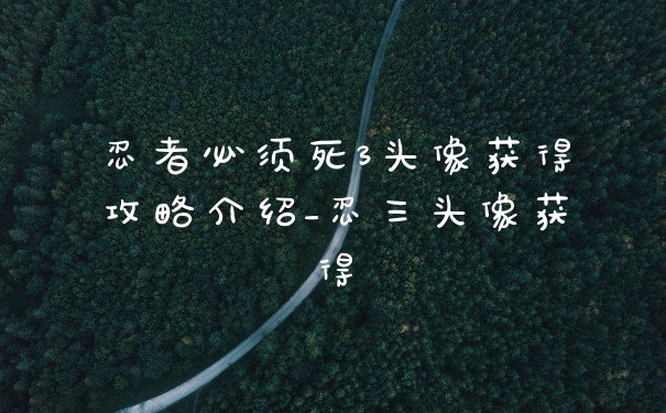 忍者必须死3头像获得攻略介绍_忍三头像获得